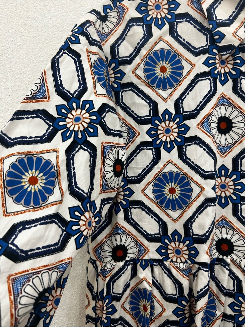 Anthropologie Bettina Tiered Shirt Dress SZ S Sapphire print boho feminine artsy - Picture 6 of 6